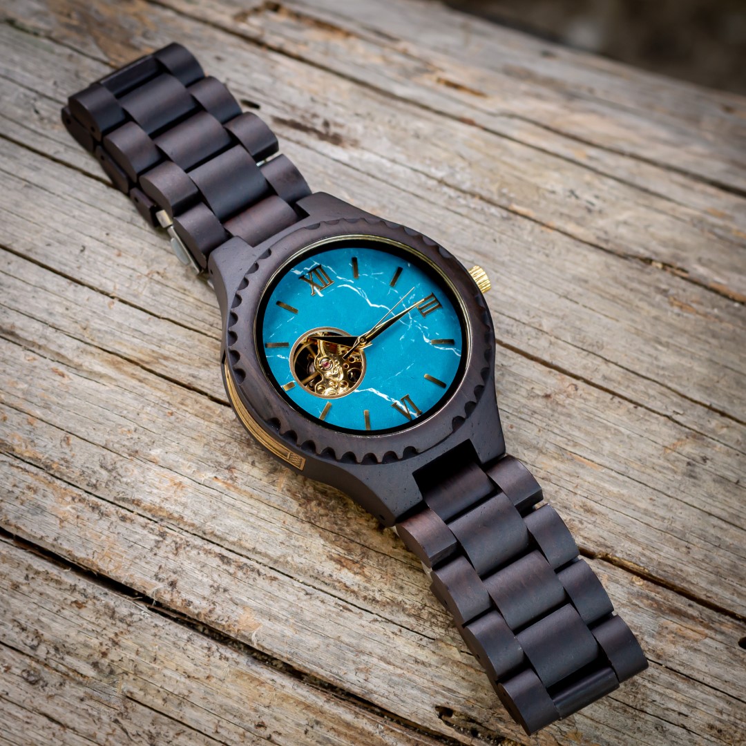 Reloj Automático de madera de Ébano Oriental